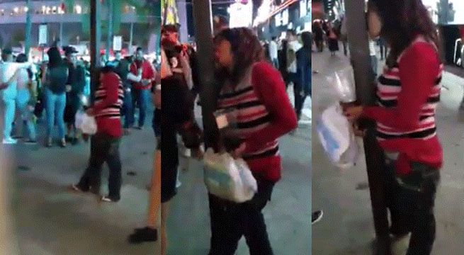 Chica ebria da apasionado beso a un poste al confundirlo con su novio [Video]