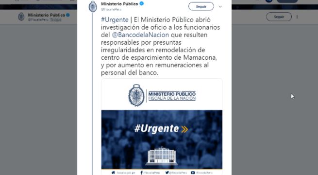 Fiscalía abre investigación tras reportaje de Punto Final sobre ilícitos en el Banco de la Nación