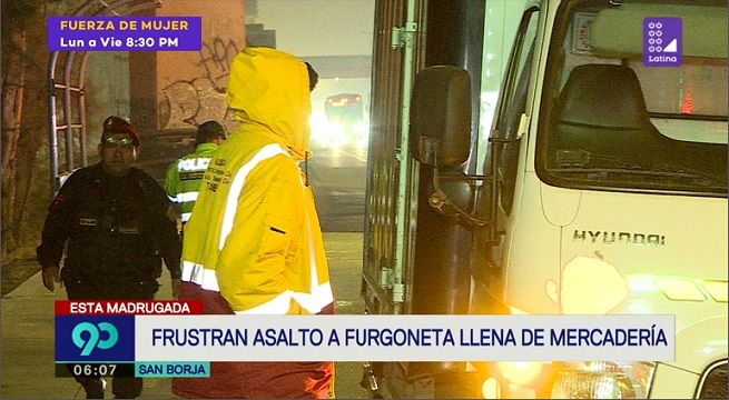 Policías y agente de seguridad frustraron el asalto a una furgoneta con mercadería en San Borja