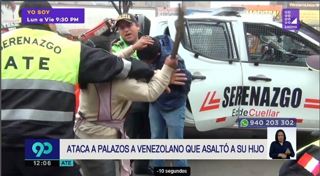 Una indignada madre agarró a palazos a venezolanos que asaltaron a su hijo mototaxista