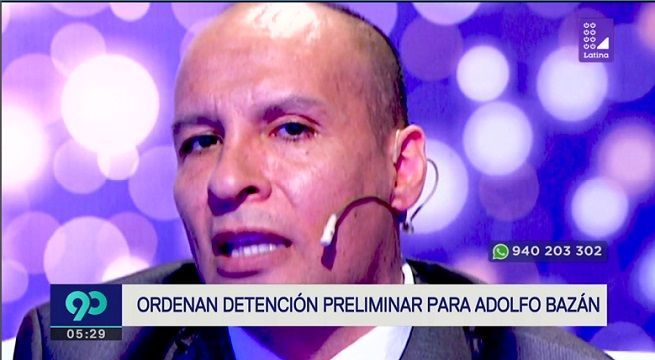 Poder Judicial ordena detención preliminar por 72 horas a Adolfo Bazán