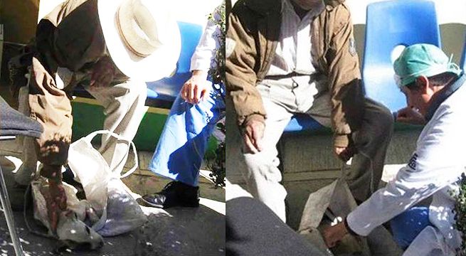 Humilde anciano lleva a su perrito a hospital y doctores le salvan la vida