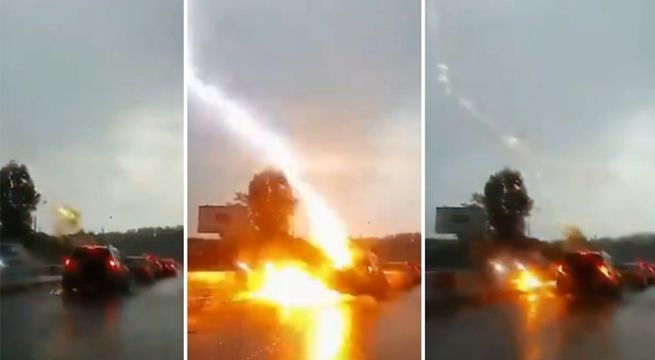 ¡Impactante!: Rayo cae dos veces sobre camioneta con pasajeros en Rusia [VIDEO]