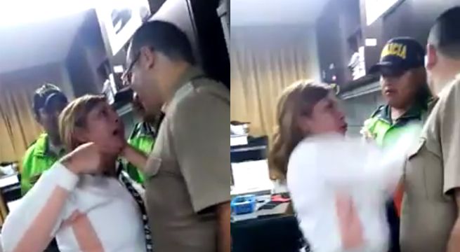 Mujer causa indignación en las redes al agredir a personal de la policía [VIDEO]