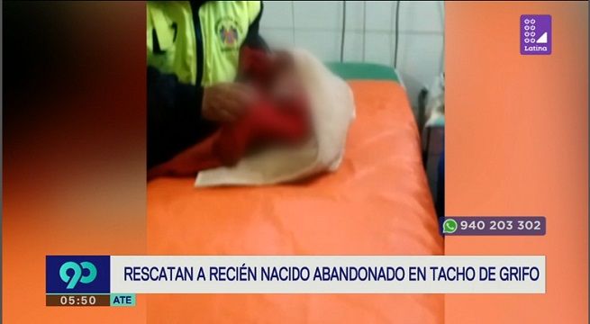 Buscan a madre que abandonó a su bebé en tacho de basura de un grifo