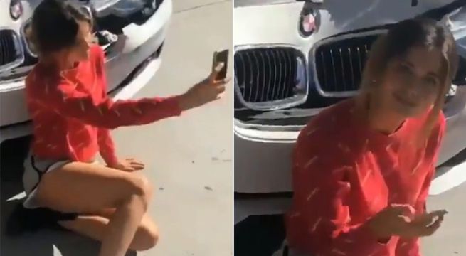 Chocó su costoso auto, el seguro le pidió una foto y decidió tomarse un selfie [VIDEO]