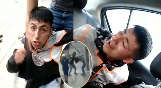 Agresor de mujer llora luego de ser detenido por la Policía [Video]