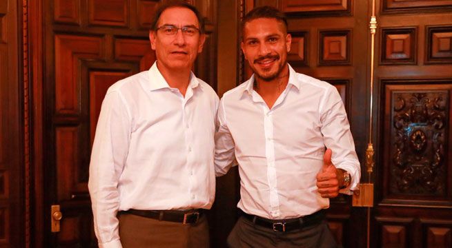 Presidente Vizcarra recibió a Paolo Guerrero en Palacio de Gobierno