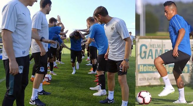 Christian Cueva fue 'apanado' por sus compañeros en primer entrenamiento con el Krasnodar