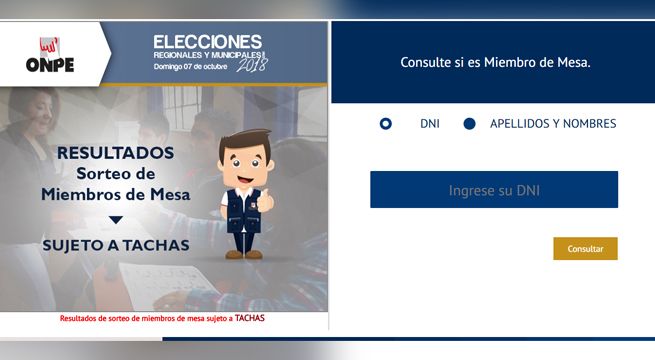 ONPE: conoce si eres miembro de mesa en las elecciones regionales y municipales