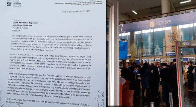 Congresistas suscriben solicitud para pedir salida de Pedro Chávarry y dos Fiscales Supremos