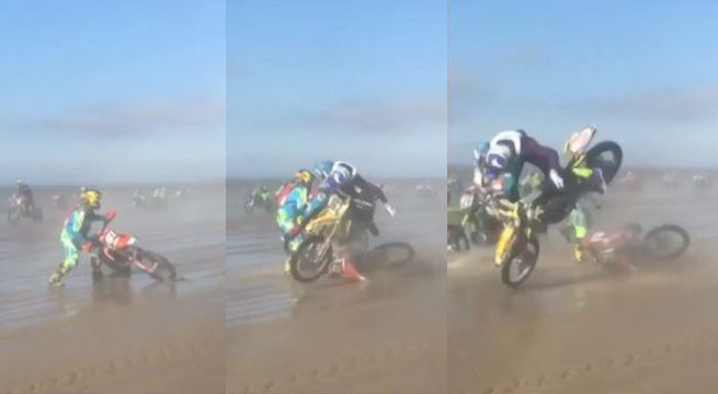 Terrible accidente en pista de motocross (Video)
