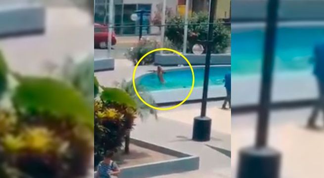 Hombre no soporta el calor y se baña en pileta de Ate Vitarte [Video]