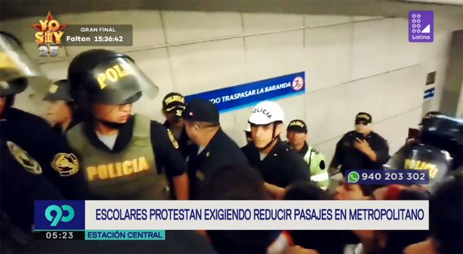 Escolares protestan en la Estación Central por el precio del pasaje en el Metropolitano [VIDEO]