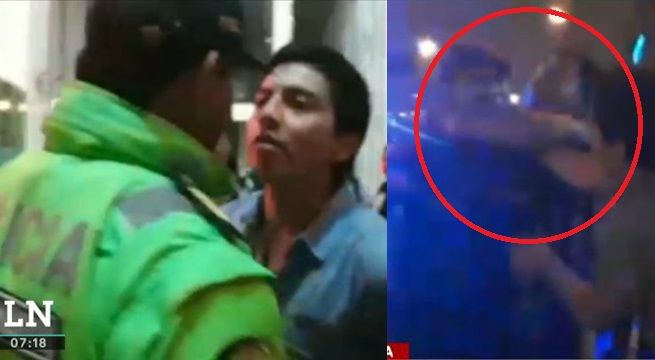 Jóvenes agreden y cogotean a policía durante intervención [Video]