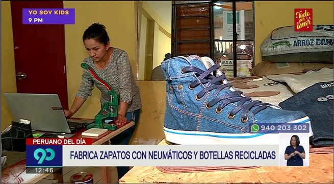 Los magos del reciclaje hacen calzados con la basura. Botellas y neumáticos son sus mejores insumos