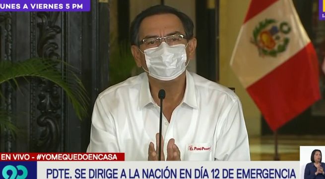 Presidente Martín Vizcarra dio conferencia en día 12 de emergencia por coronavirus