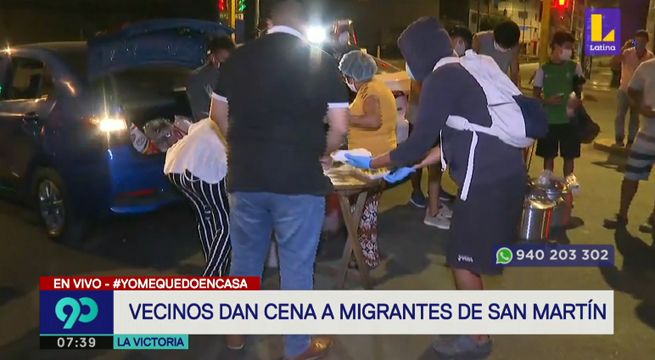 La Victoria: Vecinos dan cena a migrantes de San Martín