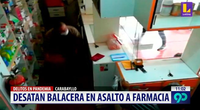 Delincuentes desatan balacera durante asalto a farmacia en Carabayllo