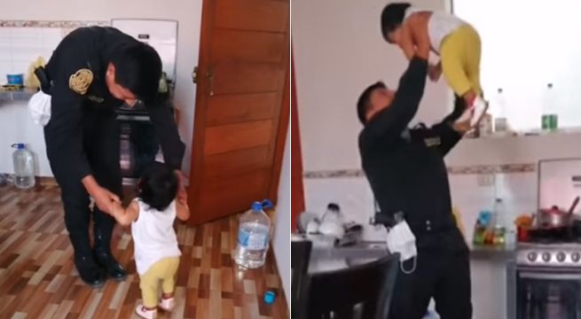 Policía se despide de su hija antes de salir a trabajar y video conmueve a las redes sociales  