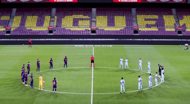 Barcelona brinda homenaje a víctimas por Covid-19 en el Camp Nou