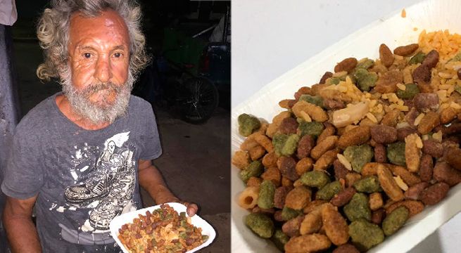 Hombre pedía comida en la calle y le dieron alimento para perros