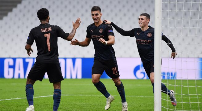 Manchester City golea al Olympique de Marsella en la Champions League