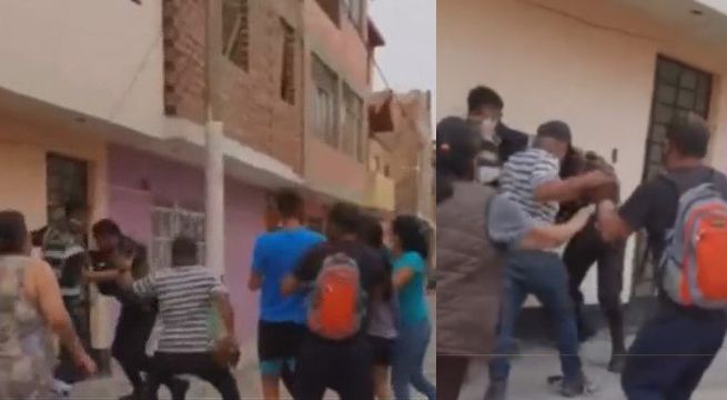 Policía es atacado con ladrillos por parte de padre e hijo [Video]