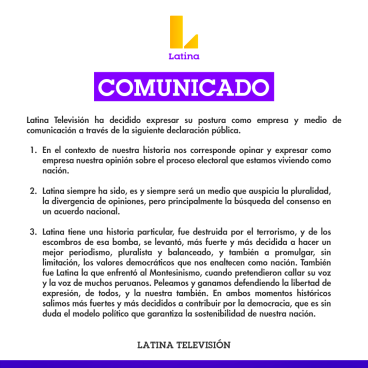 Declaración de Latina Televisión