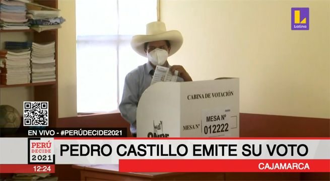 Pedro Castillo emitió su voto en Cajamarca