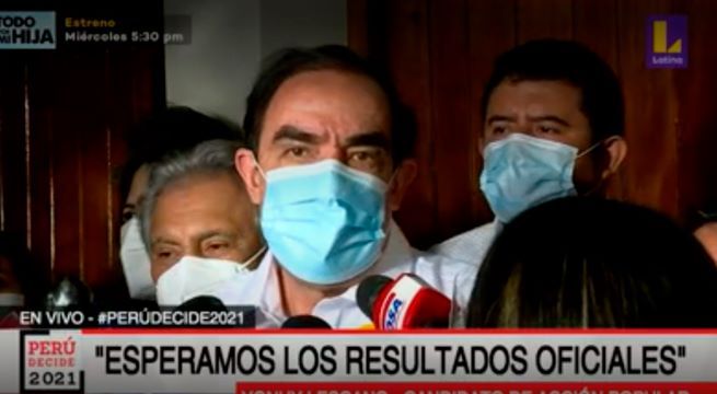Yonhy Lescano: “Esperamos los resultados oficiales”