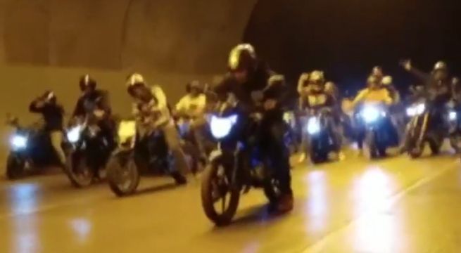 Rímac: motociclistas bloquearon túnel Santa Rosa para realizar piques ilegales