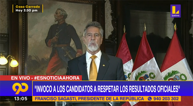 Francisco Sagasti: “Invoco a los candidatos a respetar los resultados oficiales”
