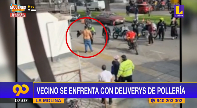 Vecino armado con un cuchillo se enfrenta con deliverys de pollería