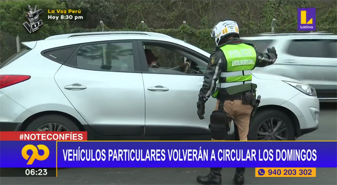 Vehículos particulares volverán a circular los domingos