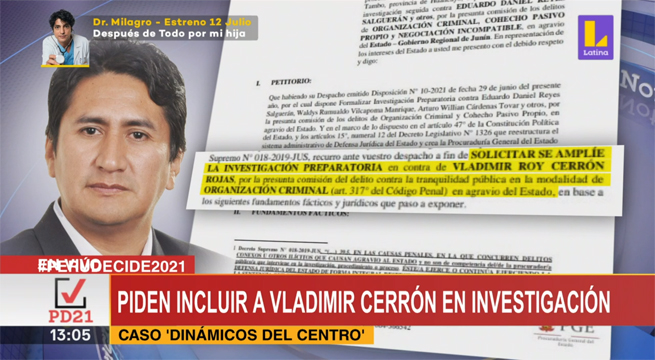Piden incluir a Vladimir Cerrón en caso 