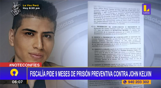 Fiscalía pide 9 meses de prisión preventiva contra John Kelvin