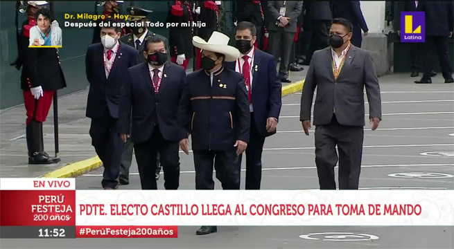 Así fue la llegada de Pedro Castillo al Congreso de la República para la toma de mando