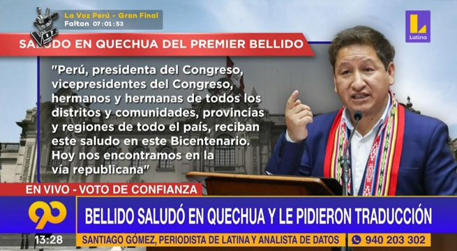 Conoce qué dijo Guido Bellido durante su discurso en quechua ante el Congreso