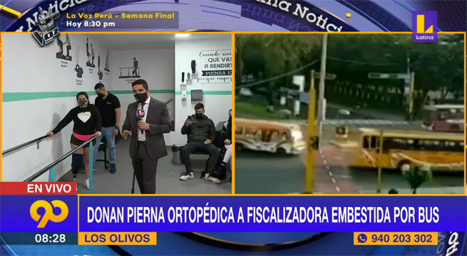 Donan pierna ortopédica a fiscalizadora embestida por bus