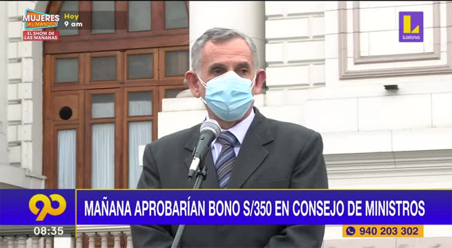 Mañana aprobarían el bono de S/350 en consejo de ministros