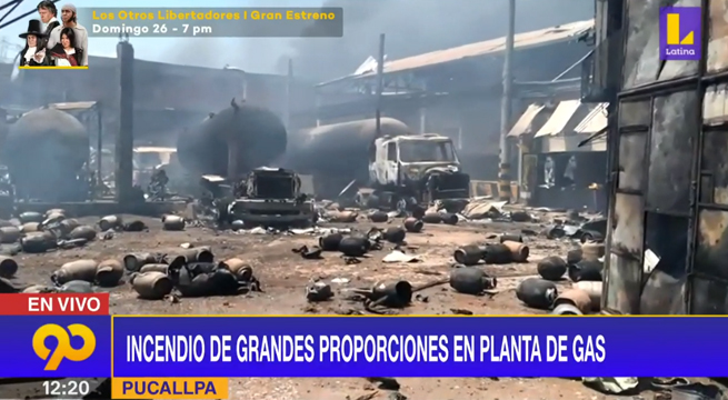 Planta envasadora de gas explota y genera un voraz incendio en Pucallpa