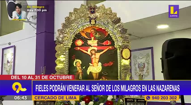 Fieles podrán venerar al Señor de los Milagros en la Iglesia de Las Nazarenas