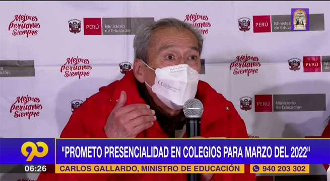 Ministro de Educación: “Prometo presencialidad en colegios para marzo del 2022”