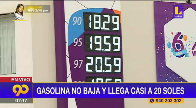 Precio de la gasolina no baja y llega casi a 20 soles