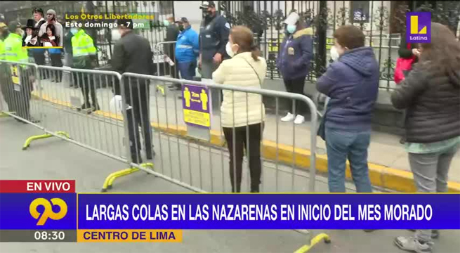 Largas colas en Iglesia de Las Nazarenas en el inicio del mes morado