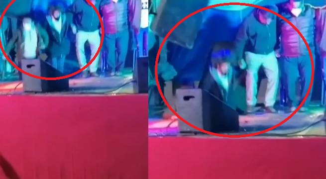 Alcalde y regidores sufren aparatosa caída de estrado