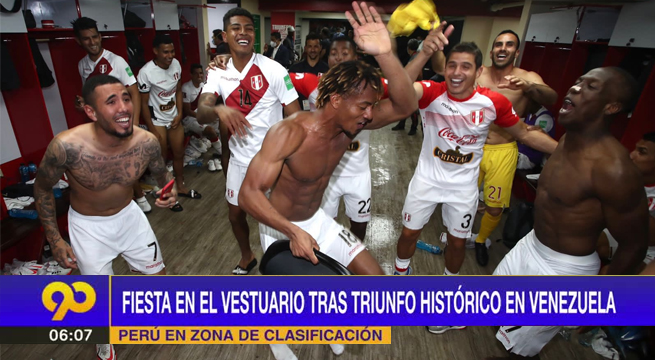 Una gran fiesta se vivió en el vestuario tras el triunfo histórico en Venezuela