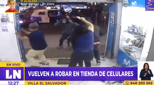 VES: a martillazos sujetos roban tienda de celulares