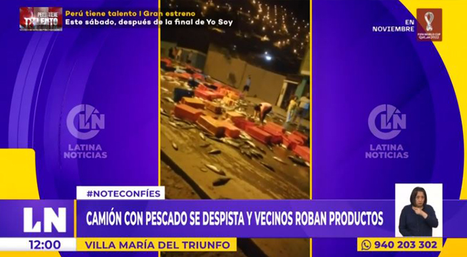 VMT: camión con pescado se despista y vecinos se graban robando productos